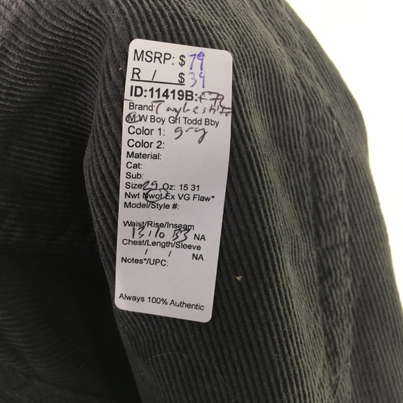 Taylor Stitch Mens Gray Pants 29 NWOT DR11419 - Picture 6 of 6